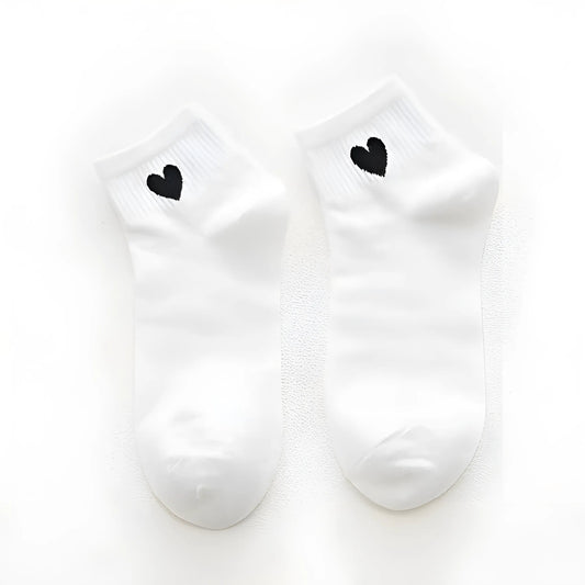 Blanc Chaussettes de cheville avec cœur décoratif