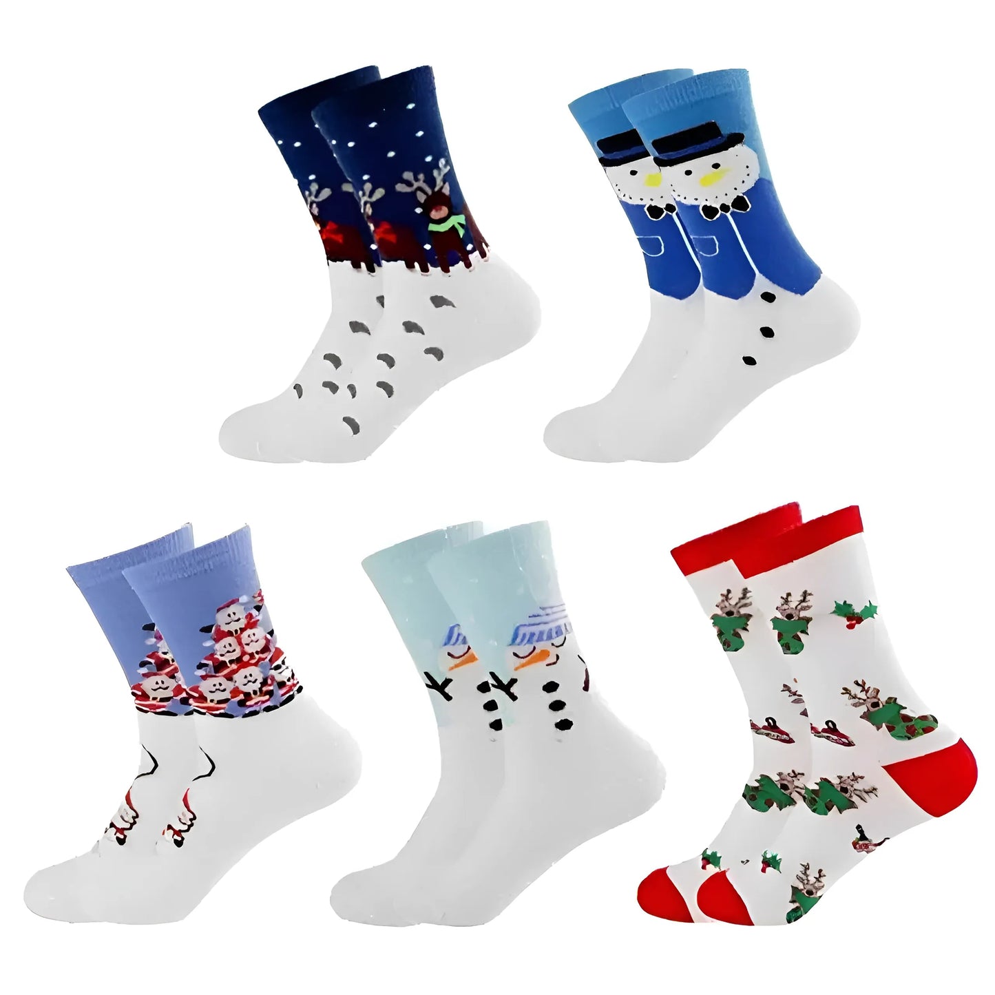Blanc Chaussettes de Noël - Pack de 5