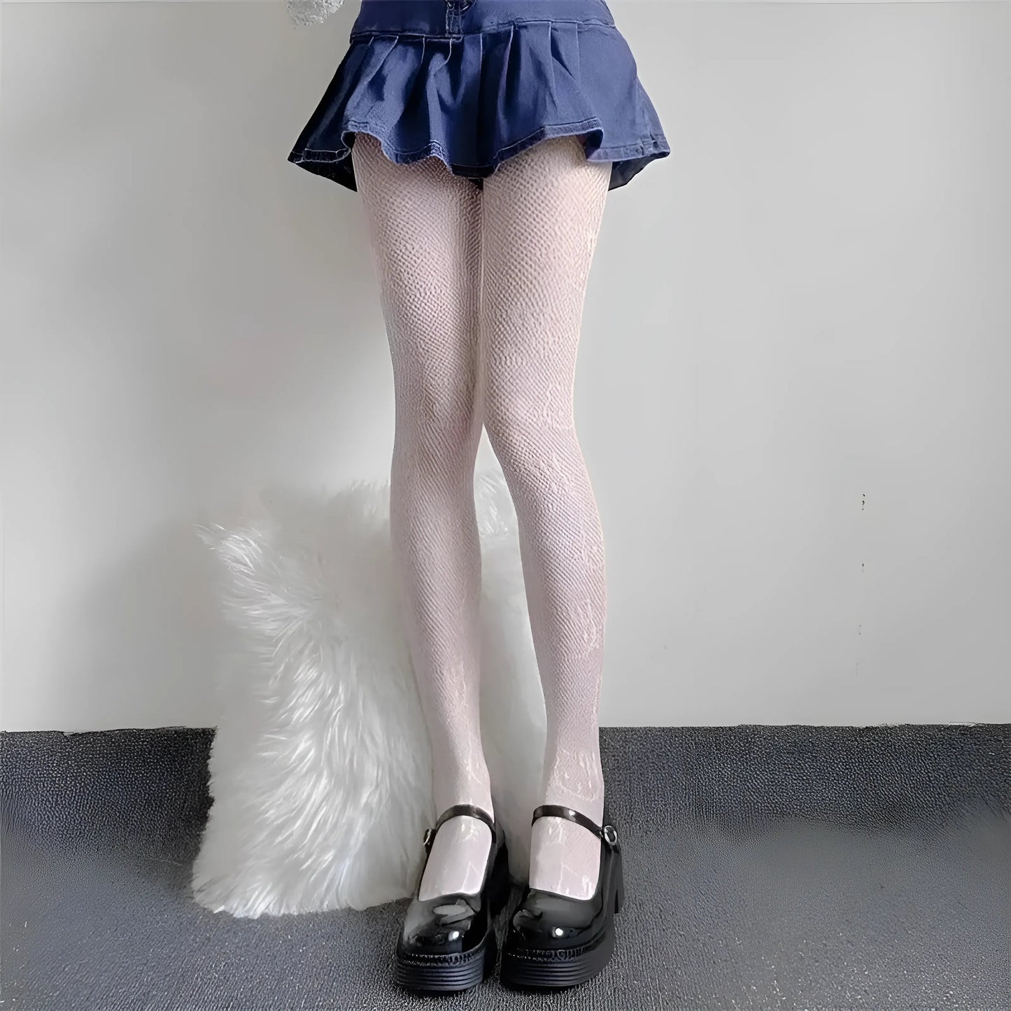 Blanc Collants à imprimé chat pour femmes