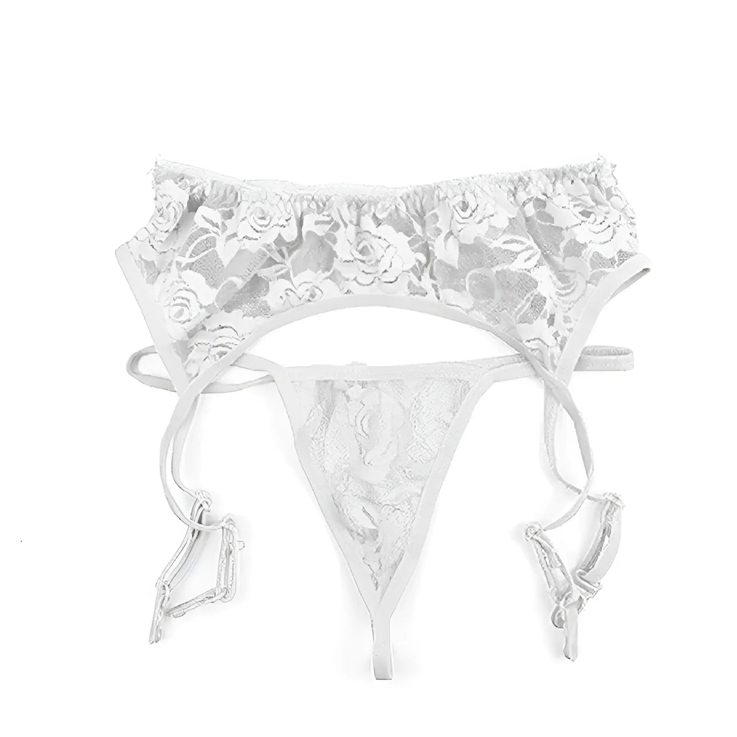 Blanc Collants en dentelle à motifs floraux