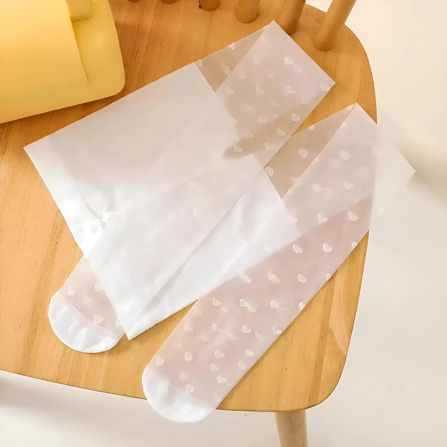 Blanc Collants fins à motif de cœur