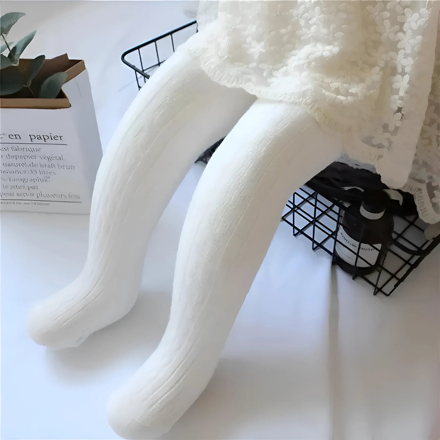 Blanc Collants rayés pour enfants