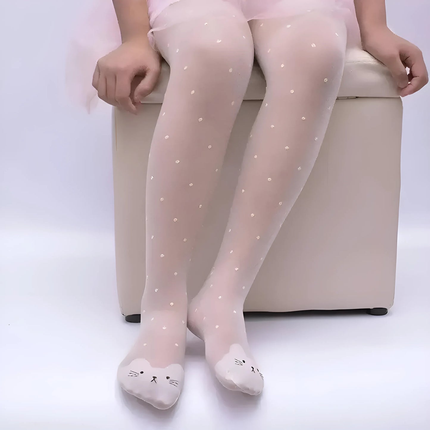 Blanc Collants transparents à pois