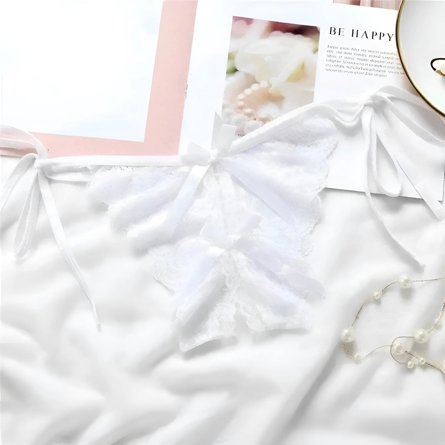 Blanc Culotte à lacets avec nœud sur le côté