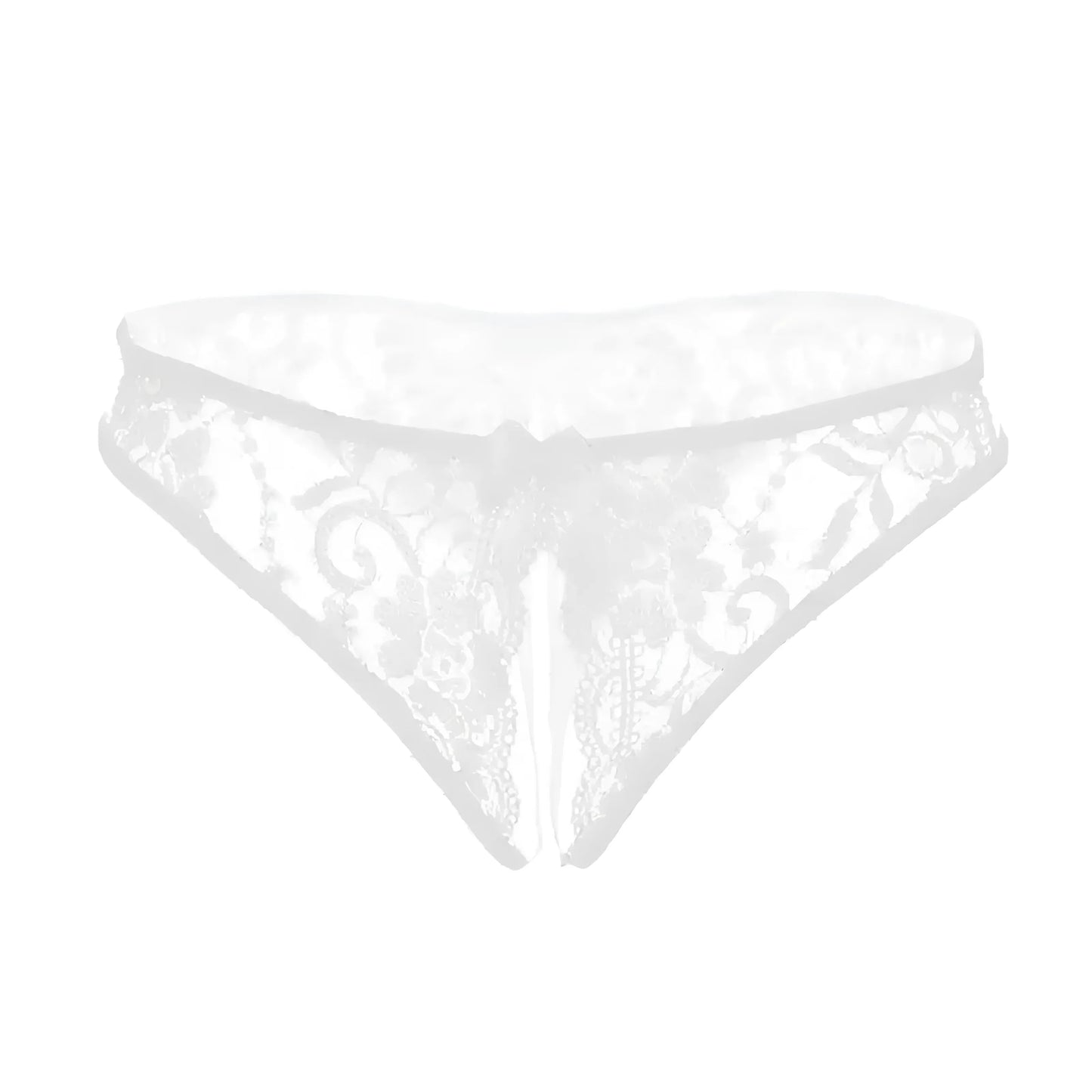 Blanc Culotte en dentelle avec découpe et détail de nœud