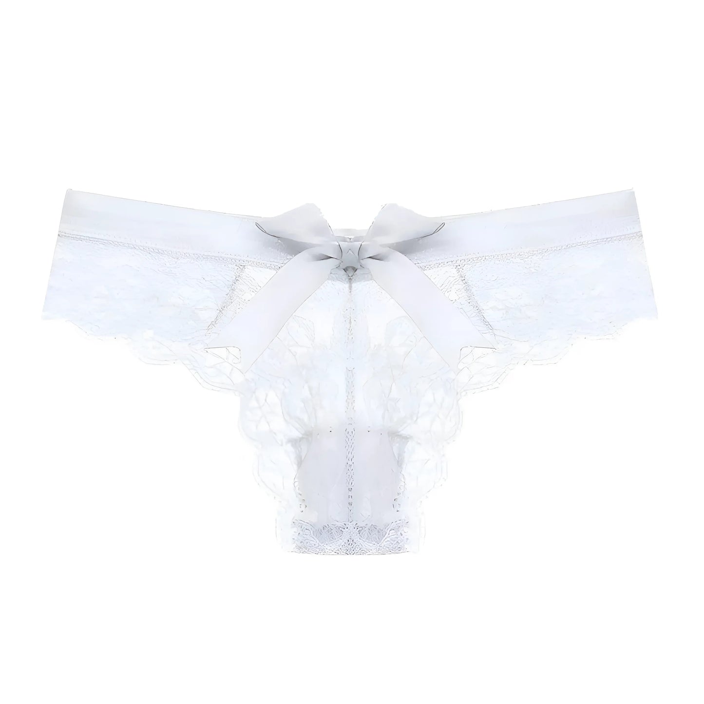Blanc Culotte en dentelle avec détail en nœud à l'arrière