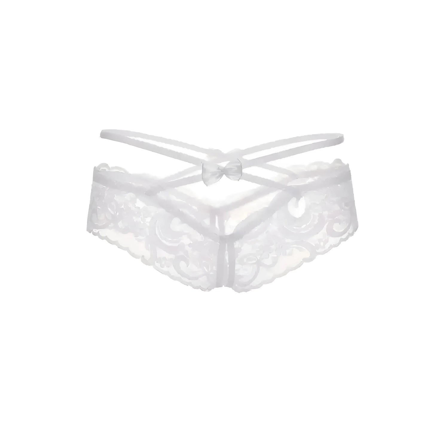 Blanc Culottes en dentelle avec des bretelles décoratives