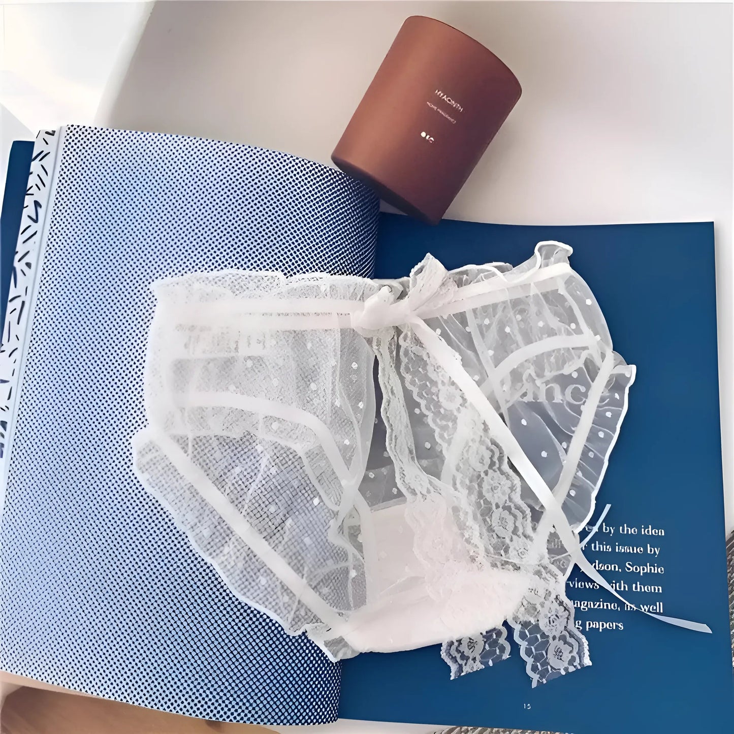 Blanc Culottes en dentelle avec détail en nœud