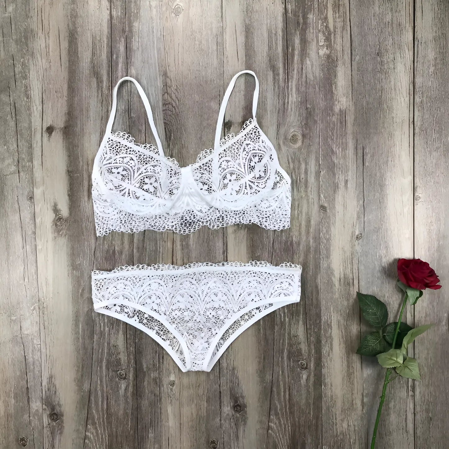 Blanc Ensemble de lingerie en dentelle classique