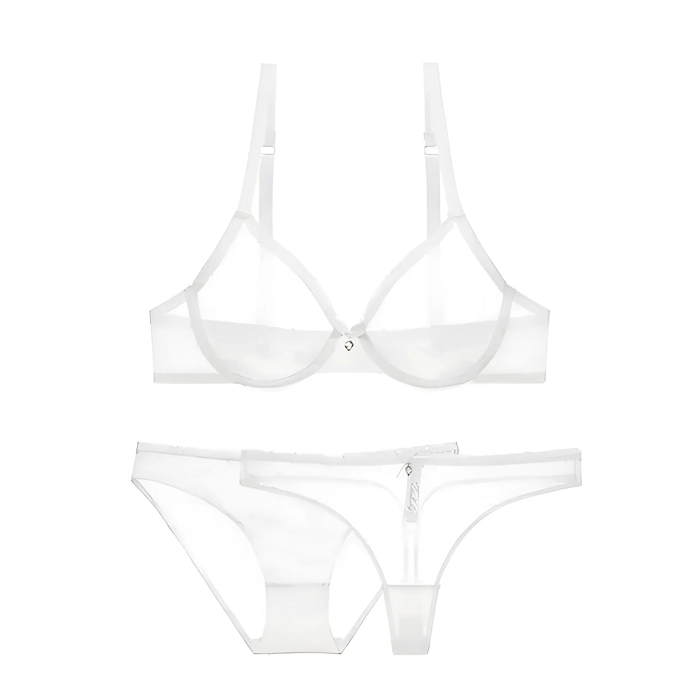 Blanc Ensemble de lingerie en dentelle transparente