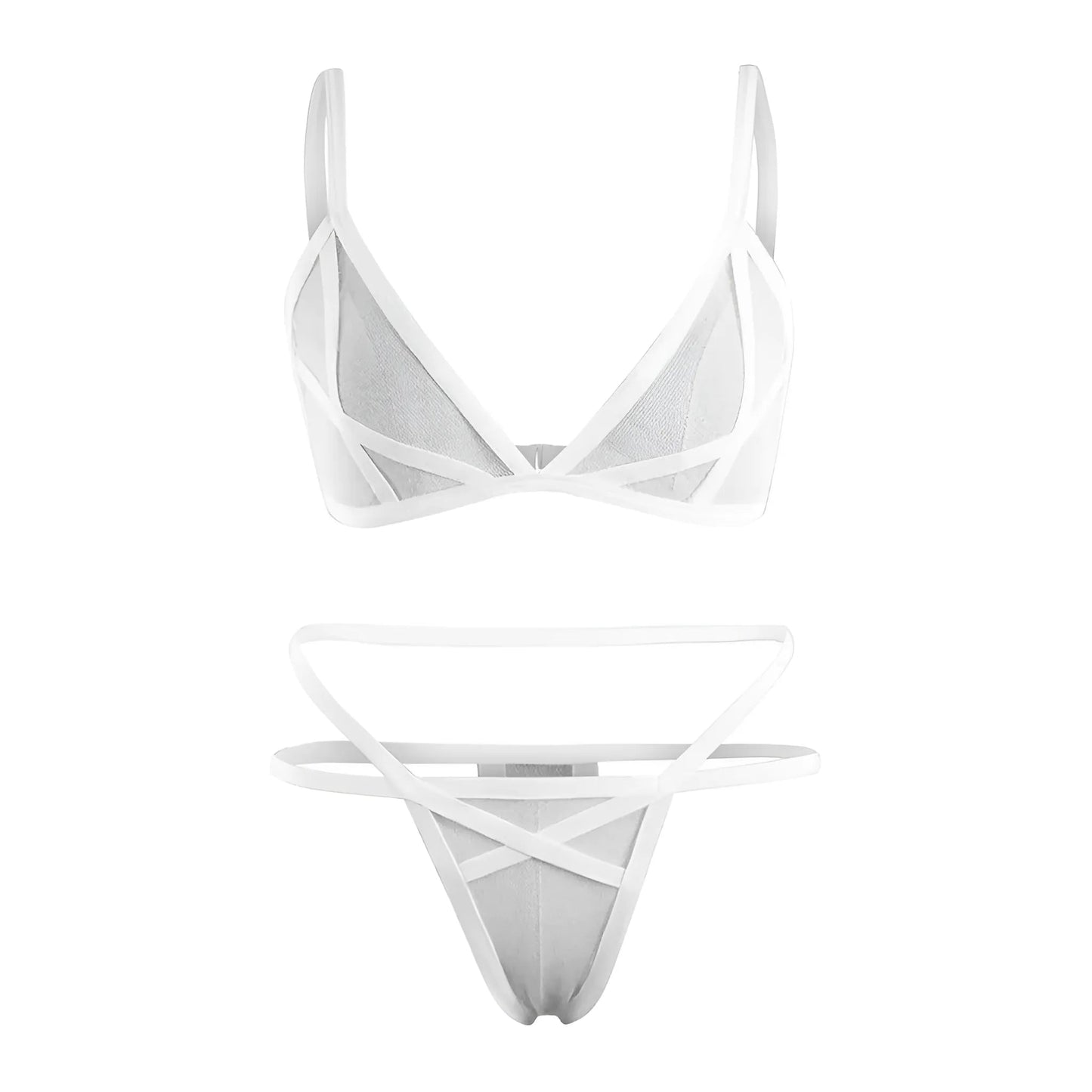 Blanc Ensemble de lingerie en maille avec bretelles