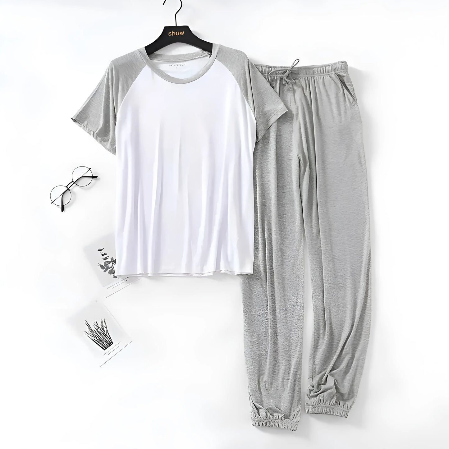 Blanc Ensemble de pyjama bicolore pour hommes