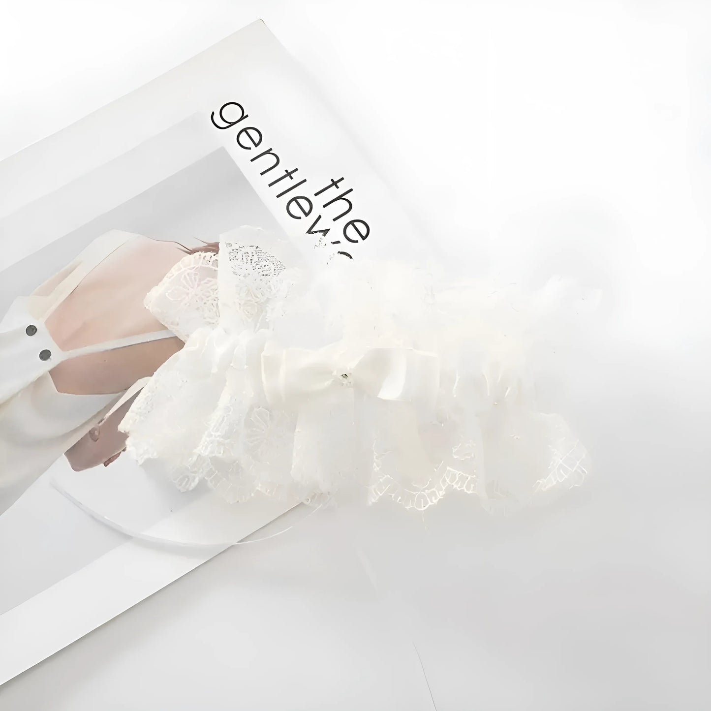 Blanc Jarretière de mariage en dentelle