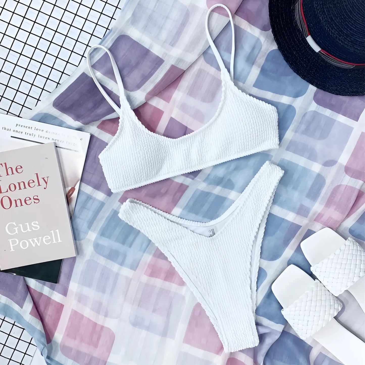 Blanc Maillot de bain classique deux pièces