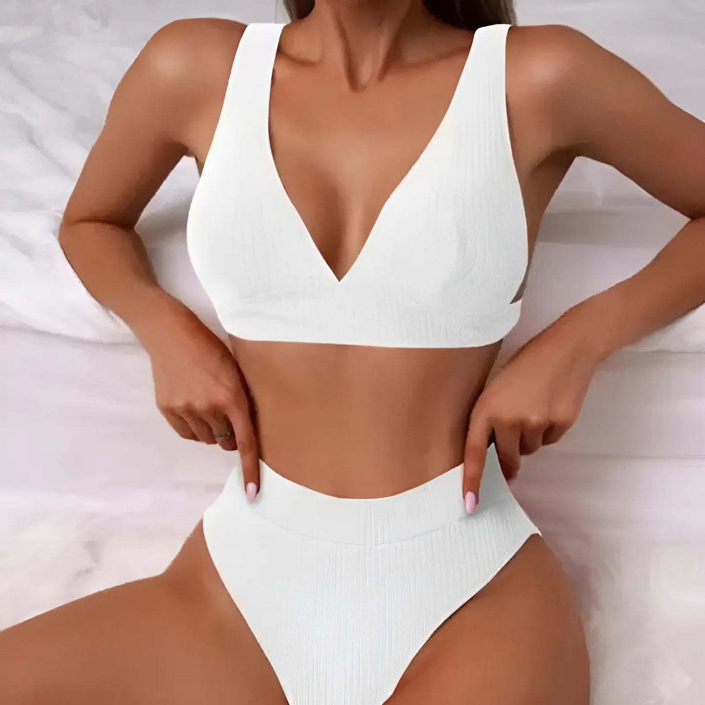Blanc Maillot de bain deux pièces