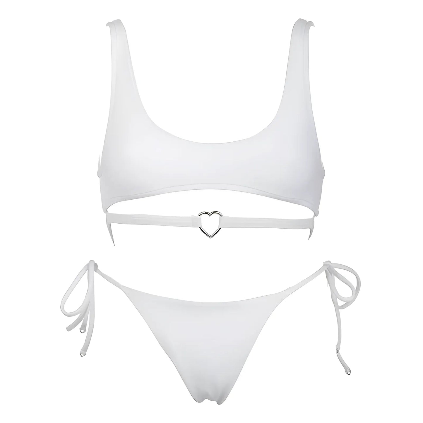 Blanc Maillot de bain deux pièces avec bande sous la poitrine