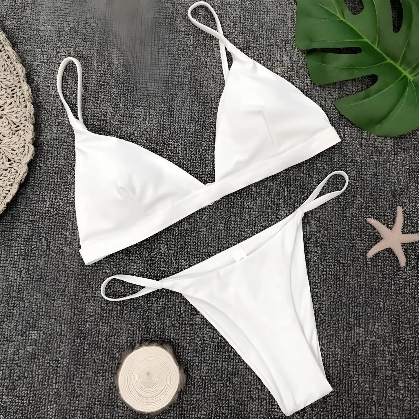 Blanc Maillot de bain deux pièces avec fines bretelles
