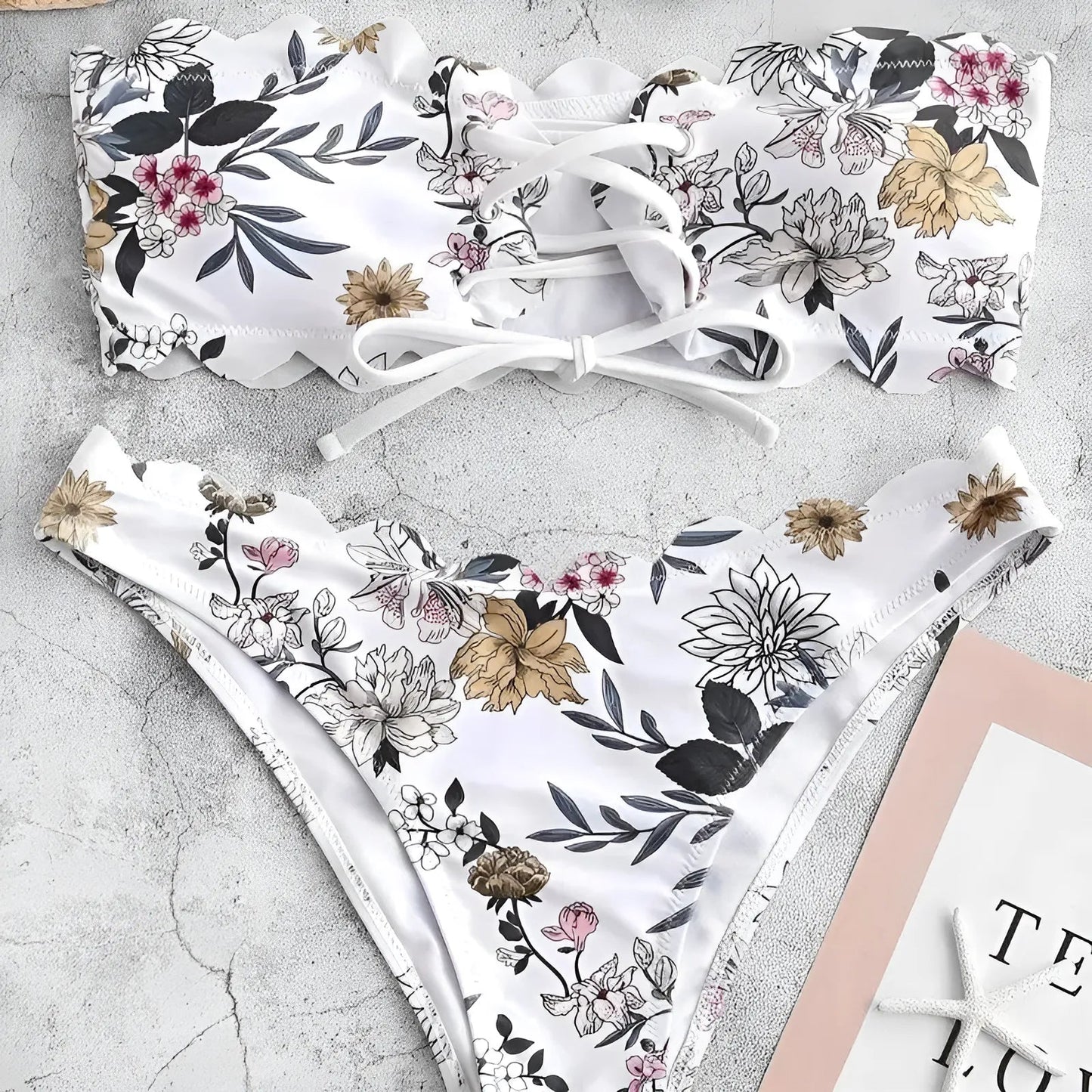 Blanc Maillot de bain deux pièces sans bretelles