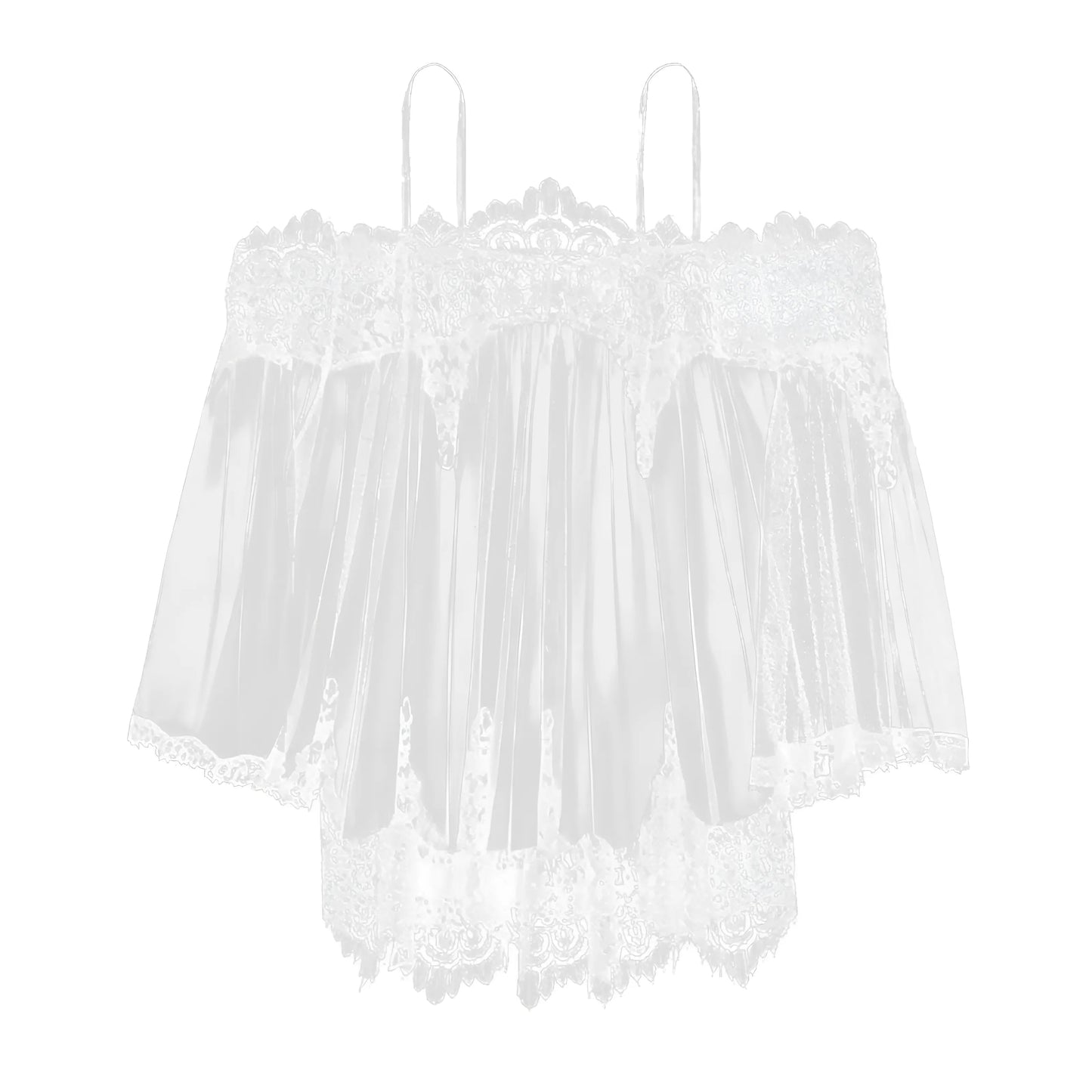 Blanc Nuisette transparente avec dentelle
