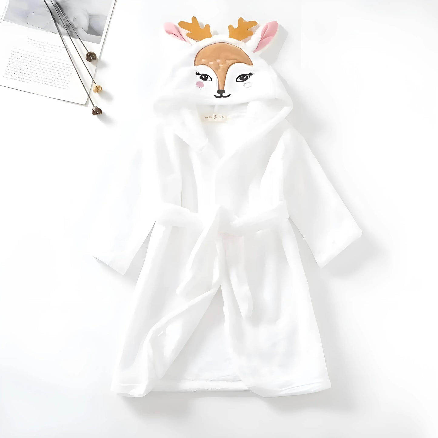 Blanc Peignoir pour enfants avec motif faon