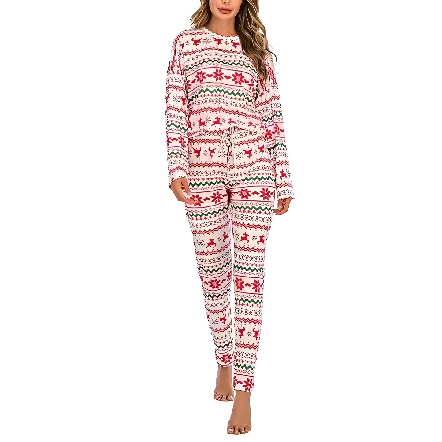 Blanc Pyjamas longs de Noël pour femmes