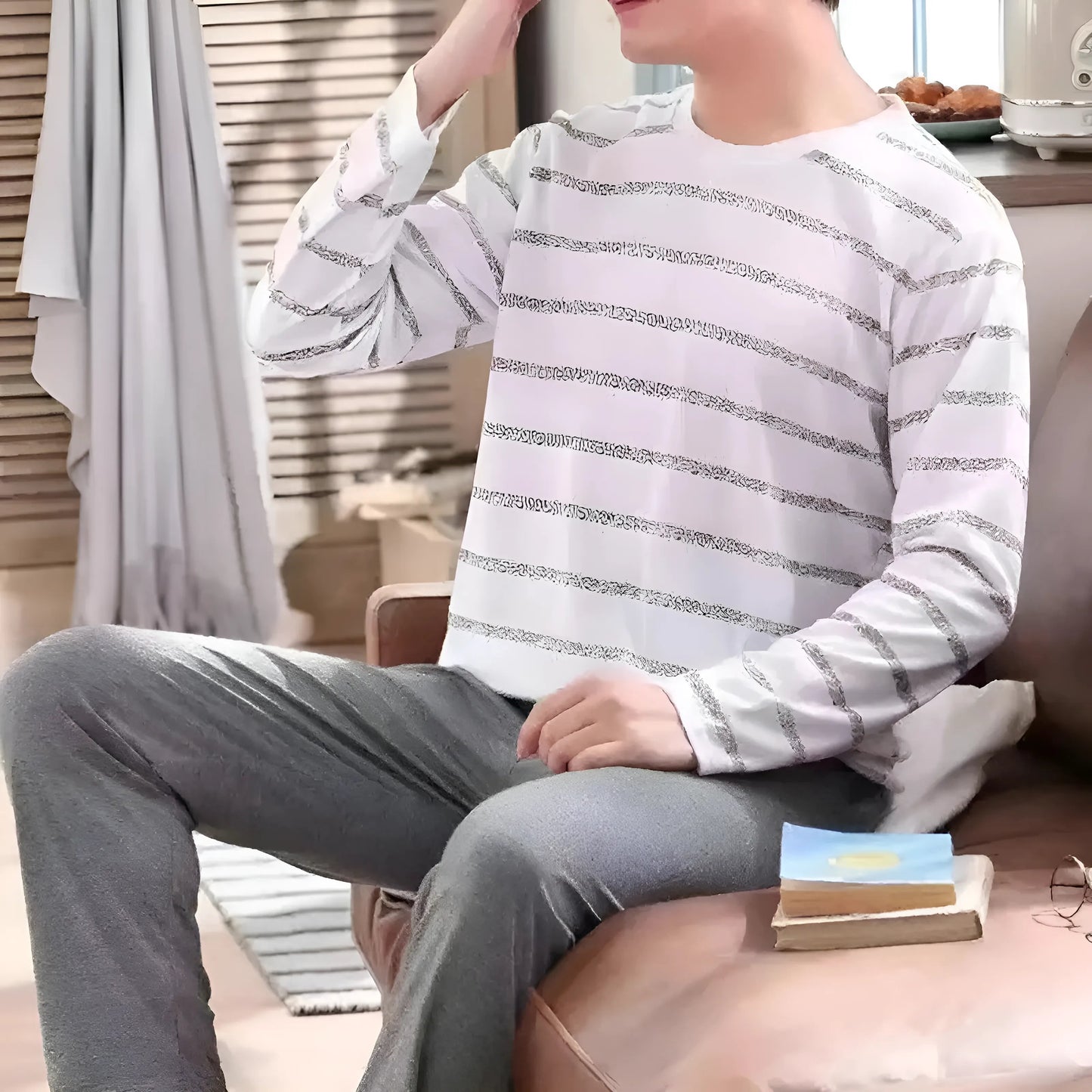 Blanc Pyjamas rayés pour hommes