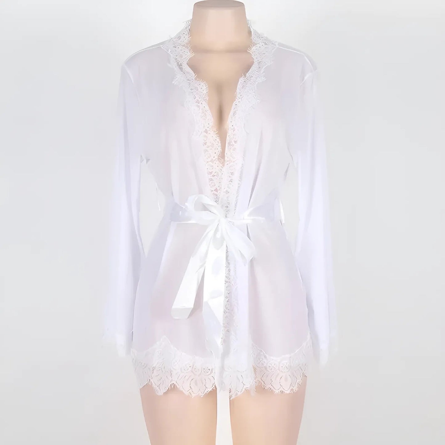 Blanc Robe de chambre à dentelle