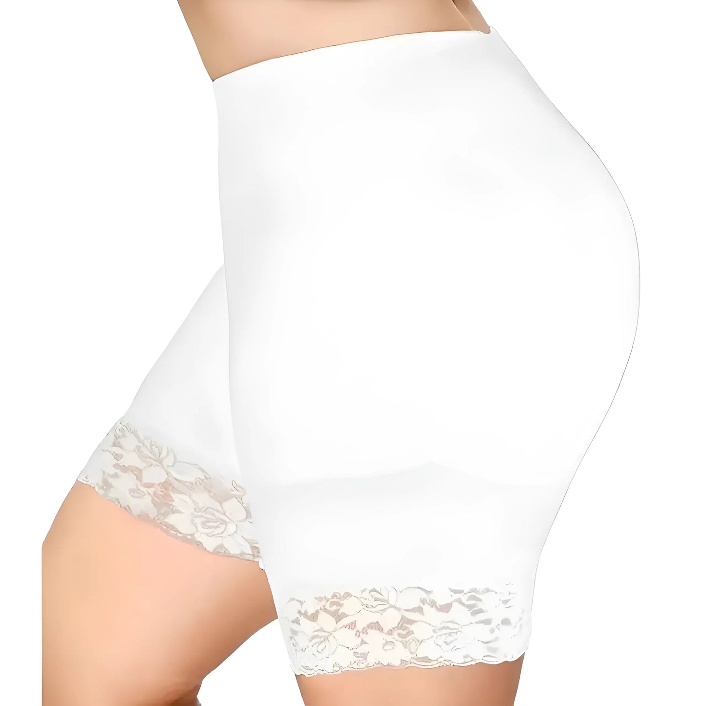 Blanc Shorts de modelage avec dentelle