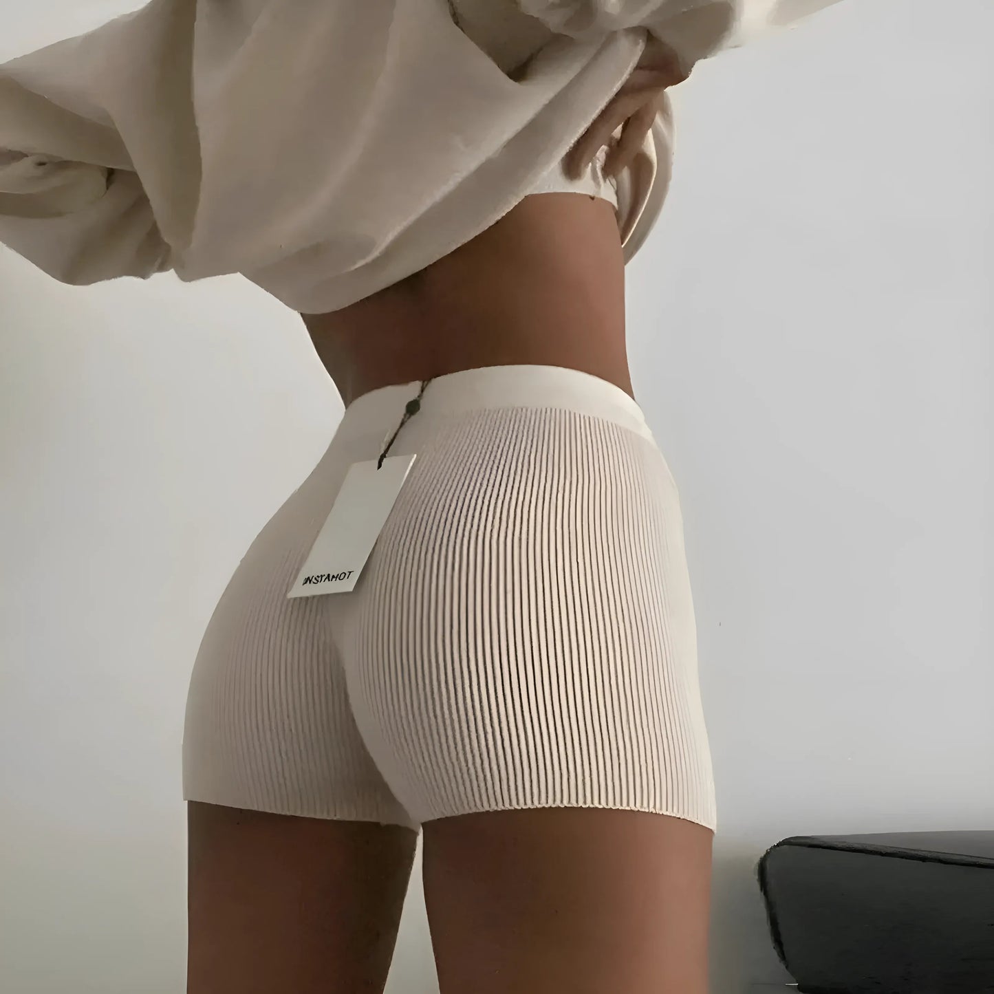 Blanc Shorts rayés côtelés