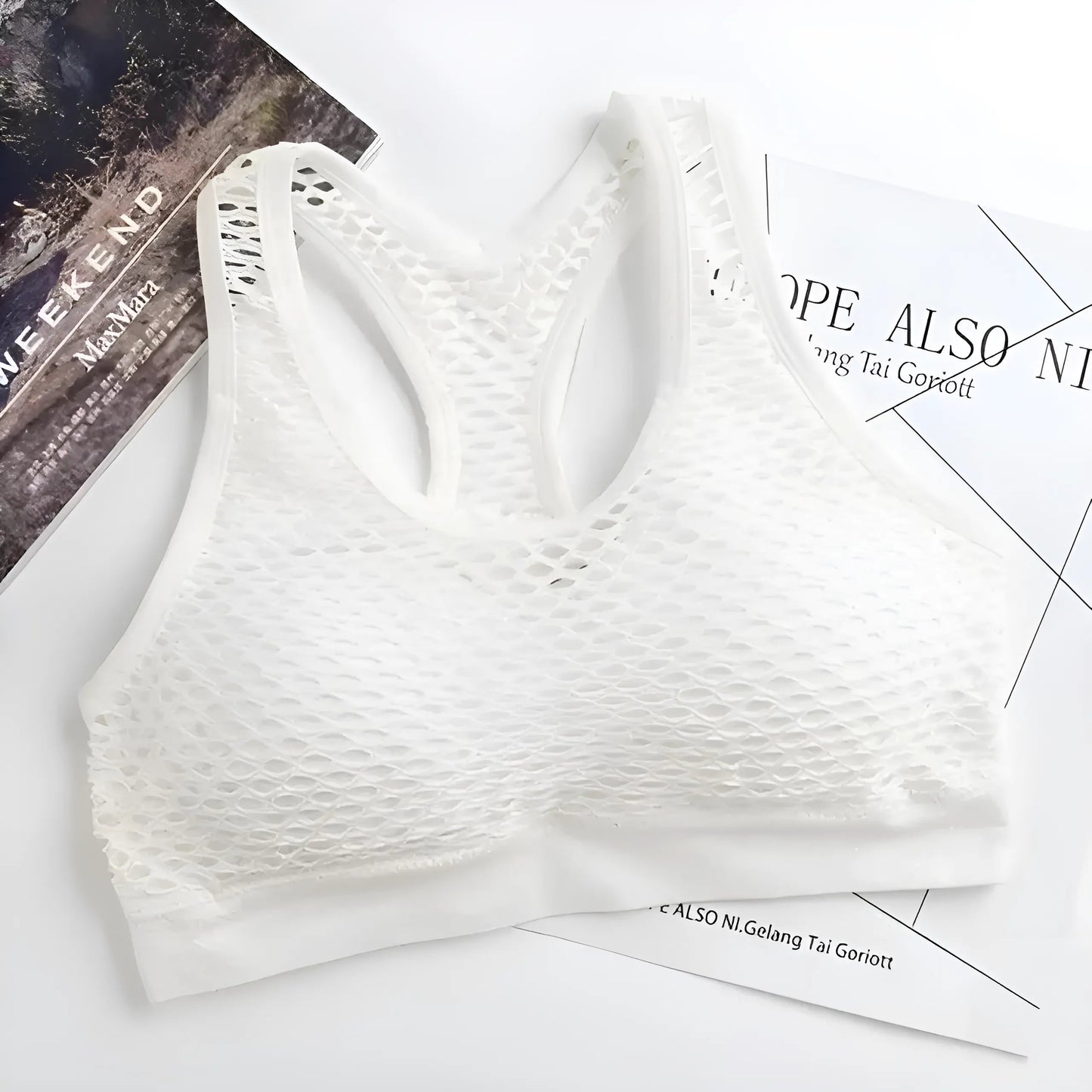 Blanc Soutien-gorge de sport avec détail en mesh