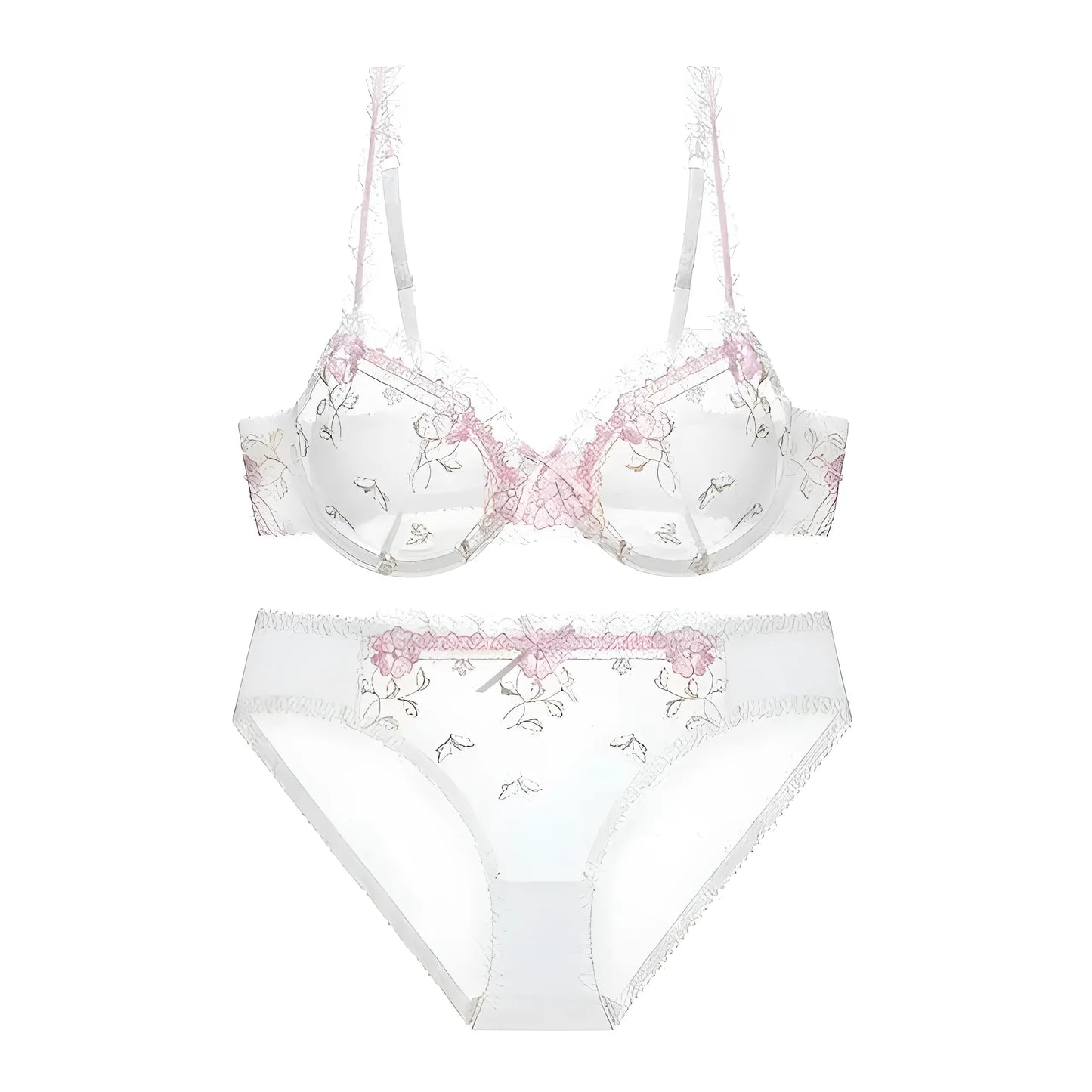 Blanc Soutien-gorge en dentelle avec motif floral