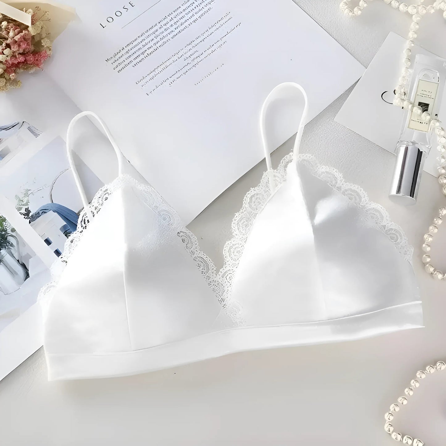 Blanc Soutien-gorge en dentelle triangle