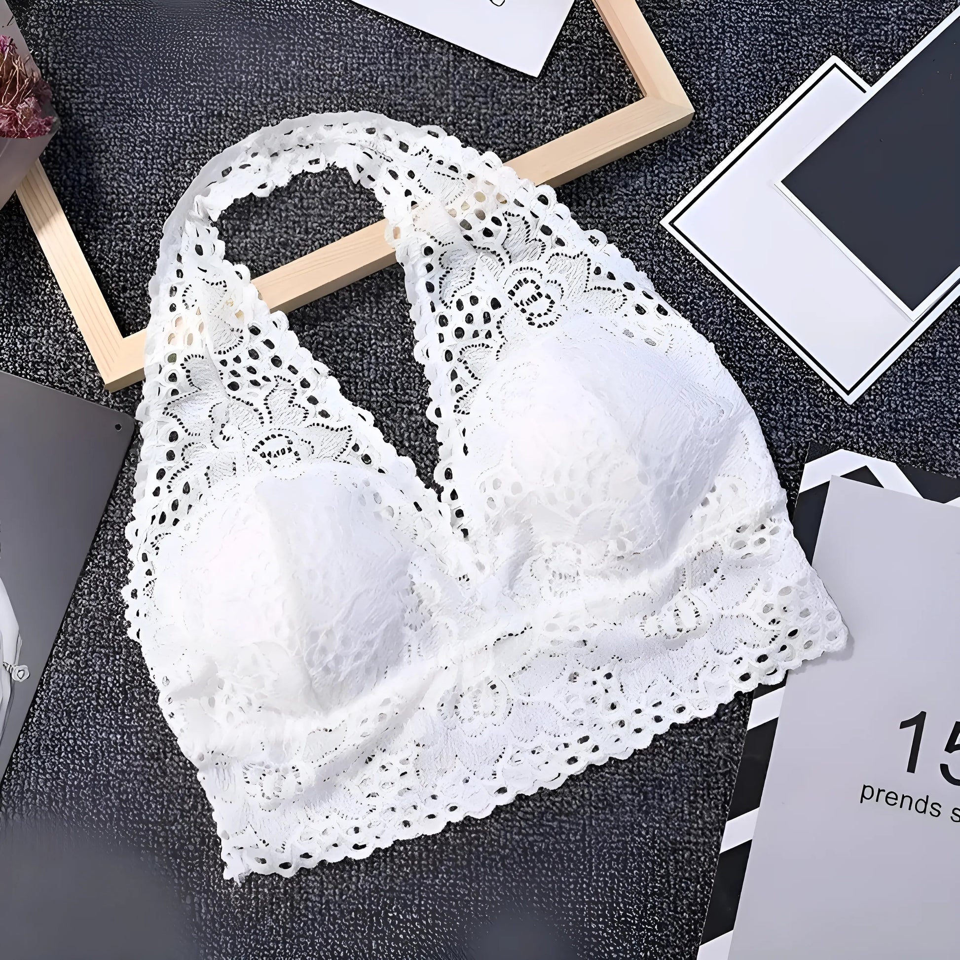 Blanc Soutien-gorge halter à dentelle