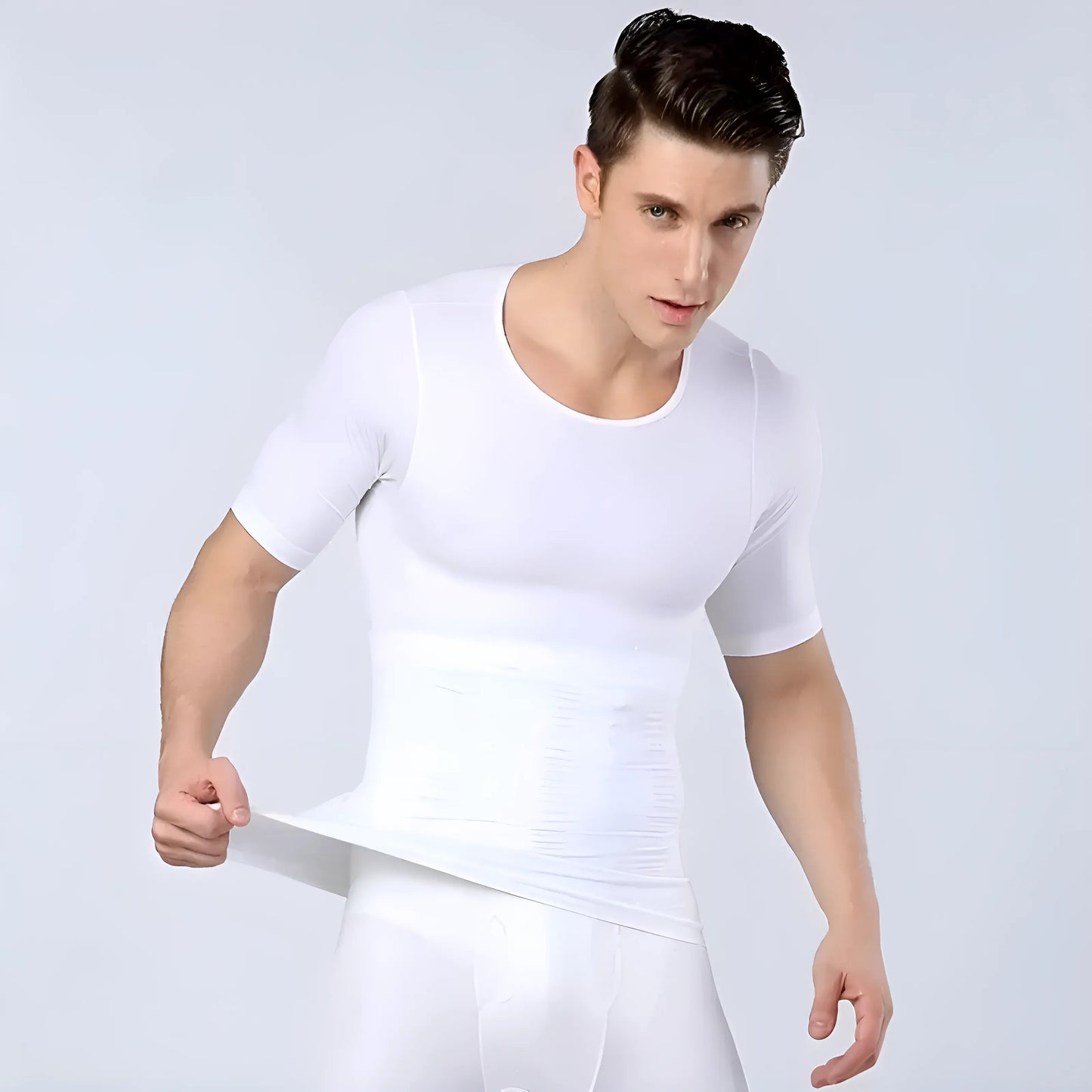 Blanc T-shirt amincissant pour hommes