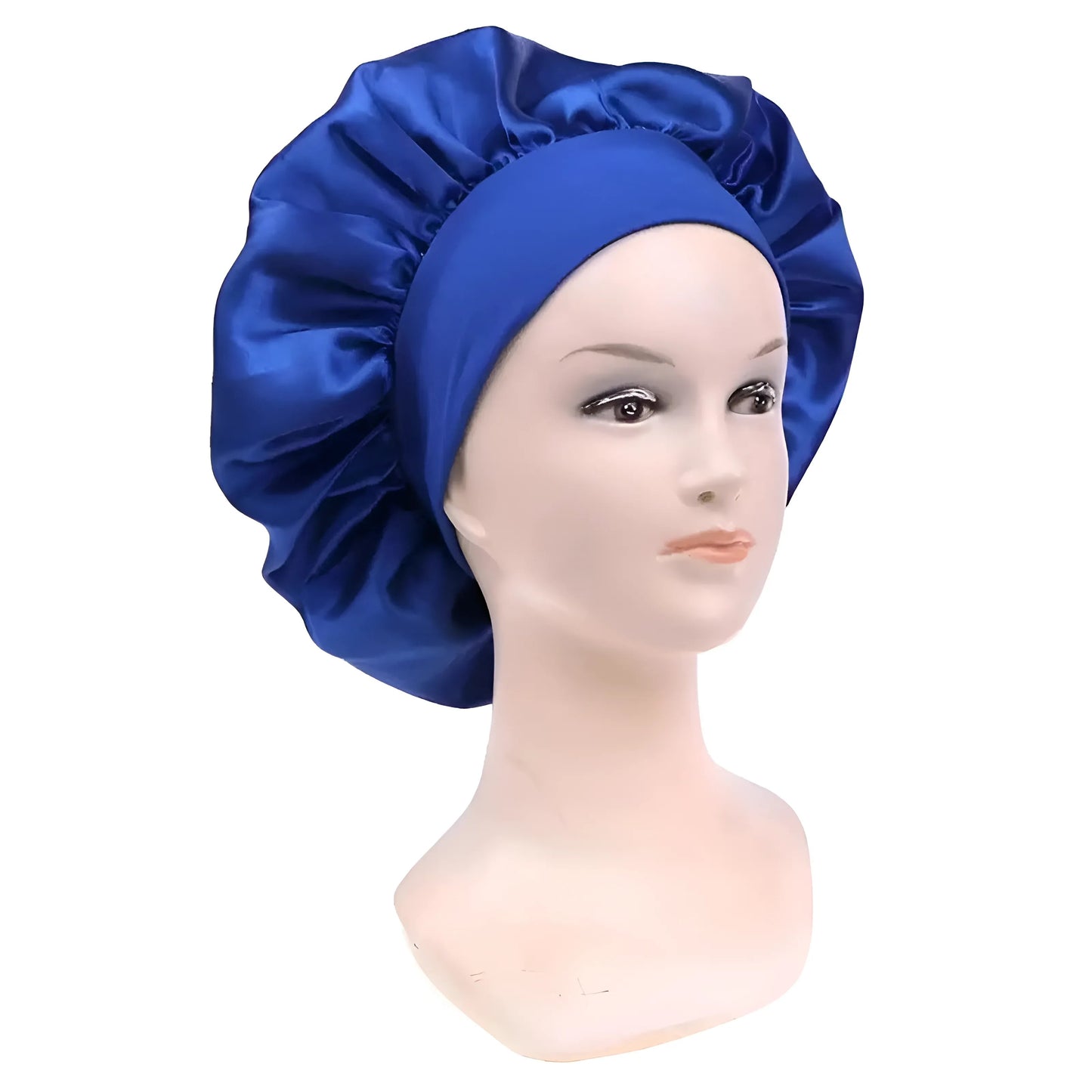 Bleu Bonnet de sommeil en satin avec bande élastique