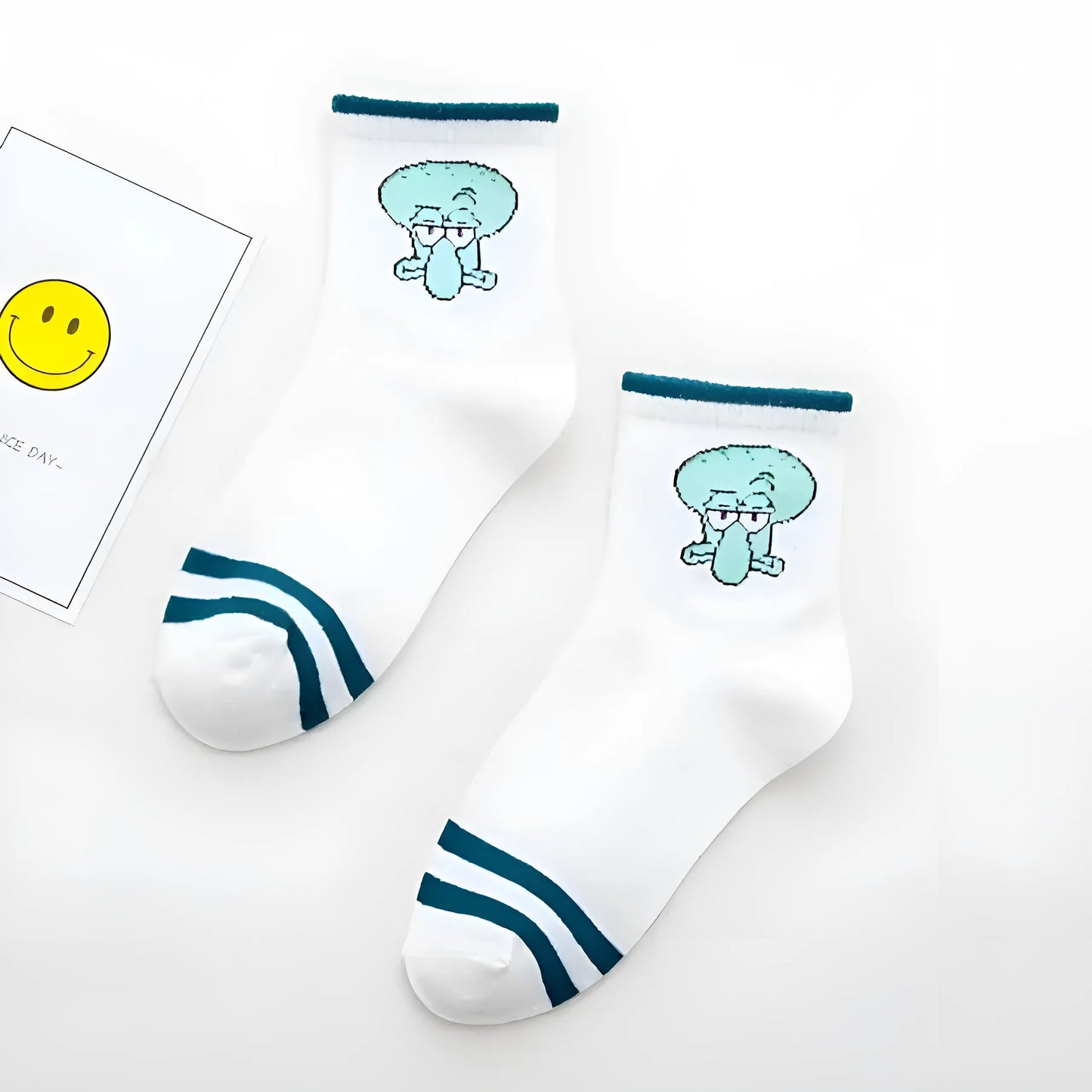 Bleu Chaussettes de cheville SpongeBob SquarePants avec des personnages de dessin animé