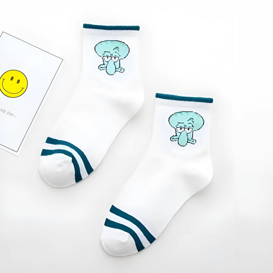 Bleu Chaussettes de cheville SpongeBob SquarePants avec des personnages de dessin animé