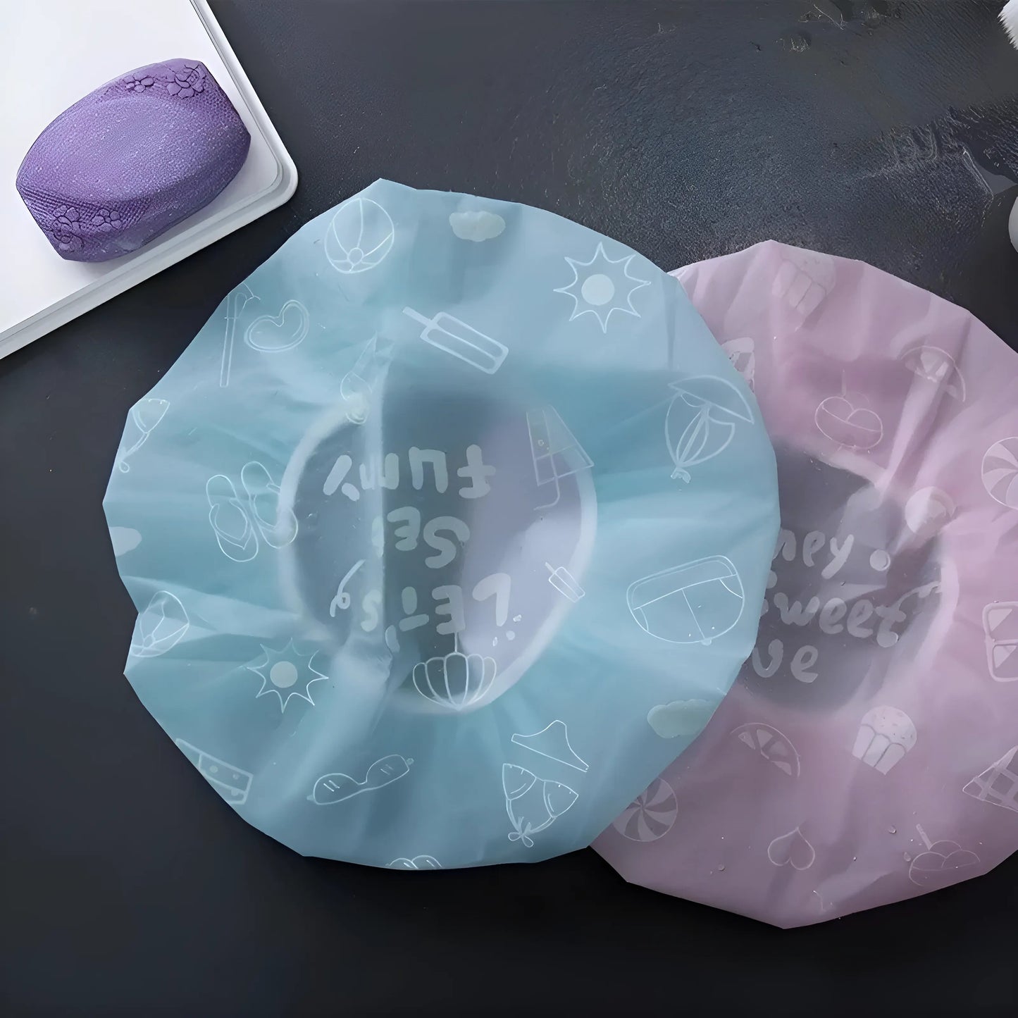 Bleu clair Bonnet de douche avec élastique