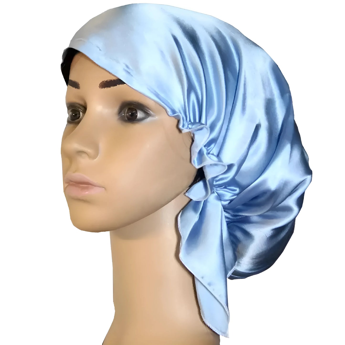 Bleu clair Bonnet de sommeil en satin