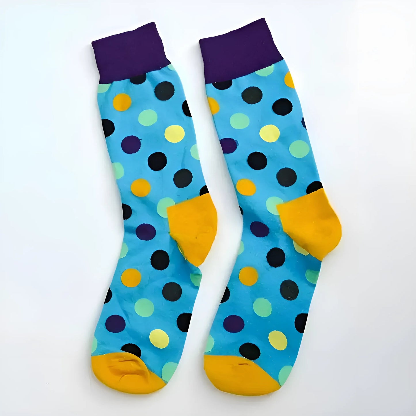 Bleu clair Chaussettes à pois pour hommes