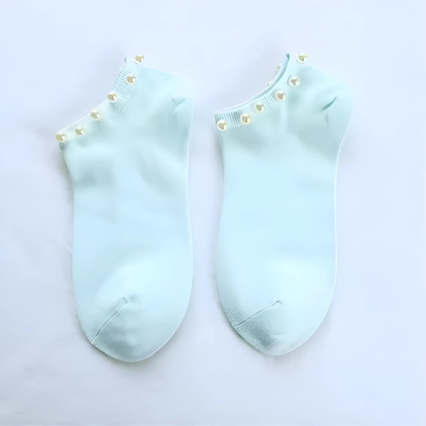 Bleu clair Chaussettes ornées de perles pour femmes
