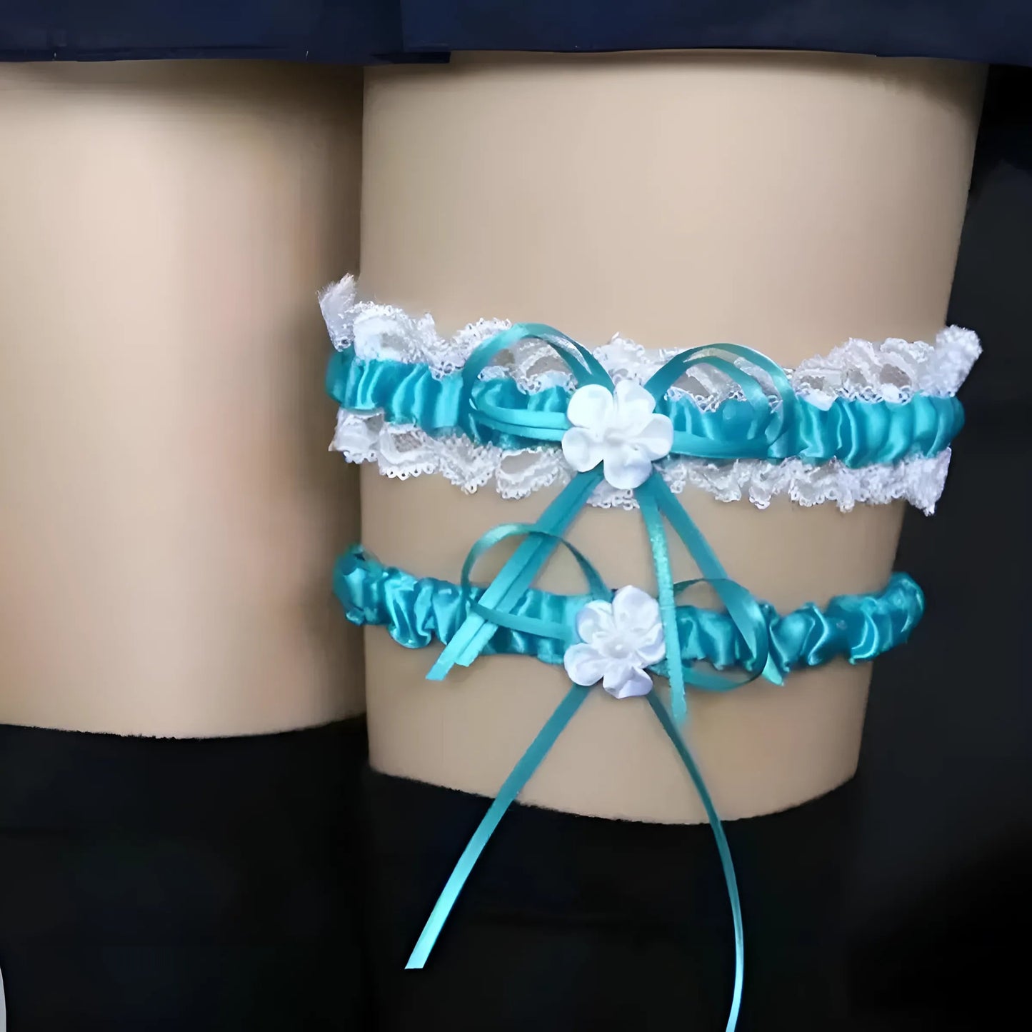 Bleu clair Ensemble de deux jarretières