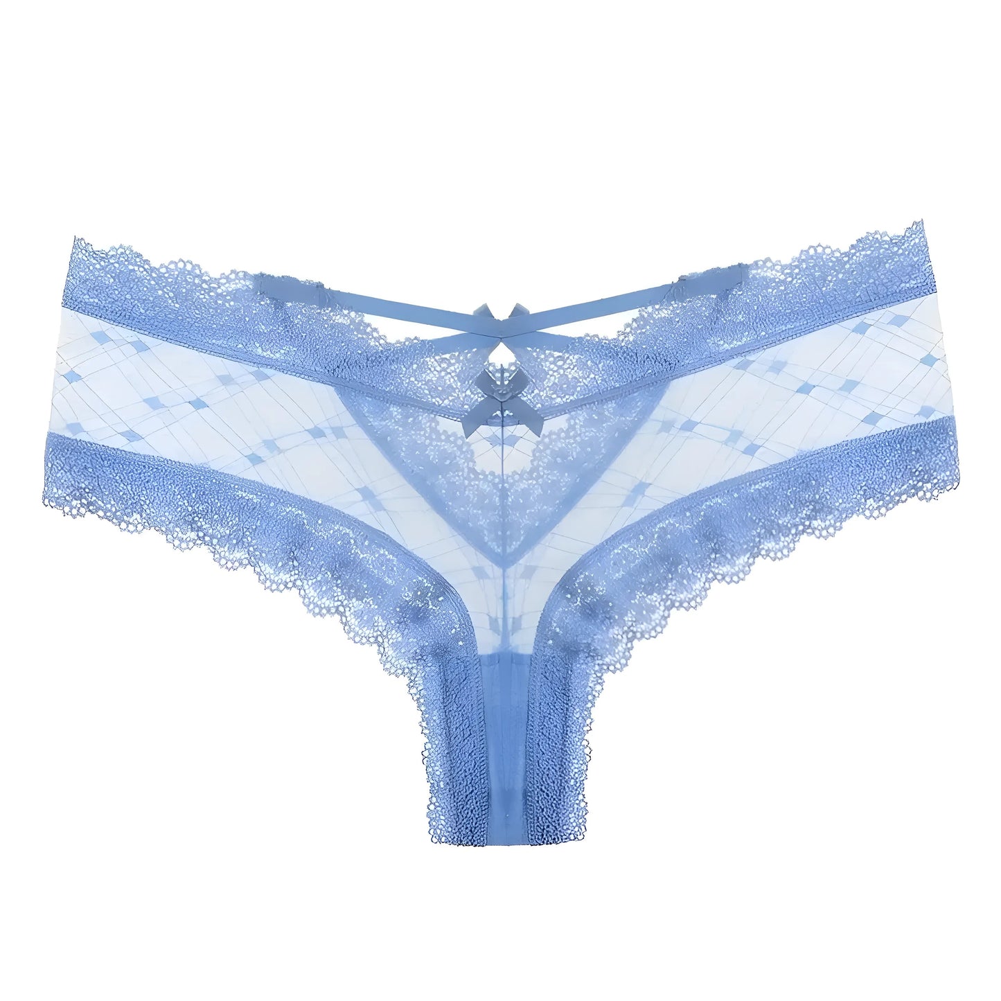 Bleu Culotte en dentelle avec des bretelles à l'arrière