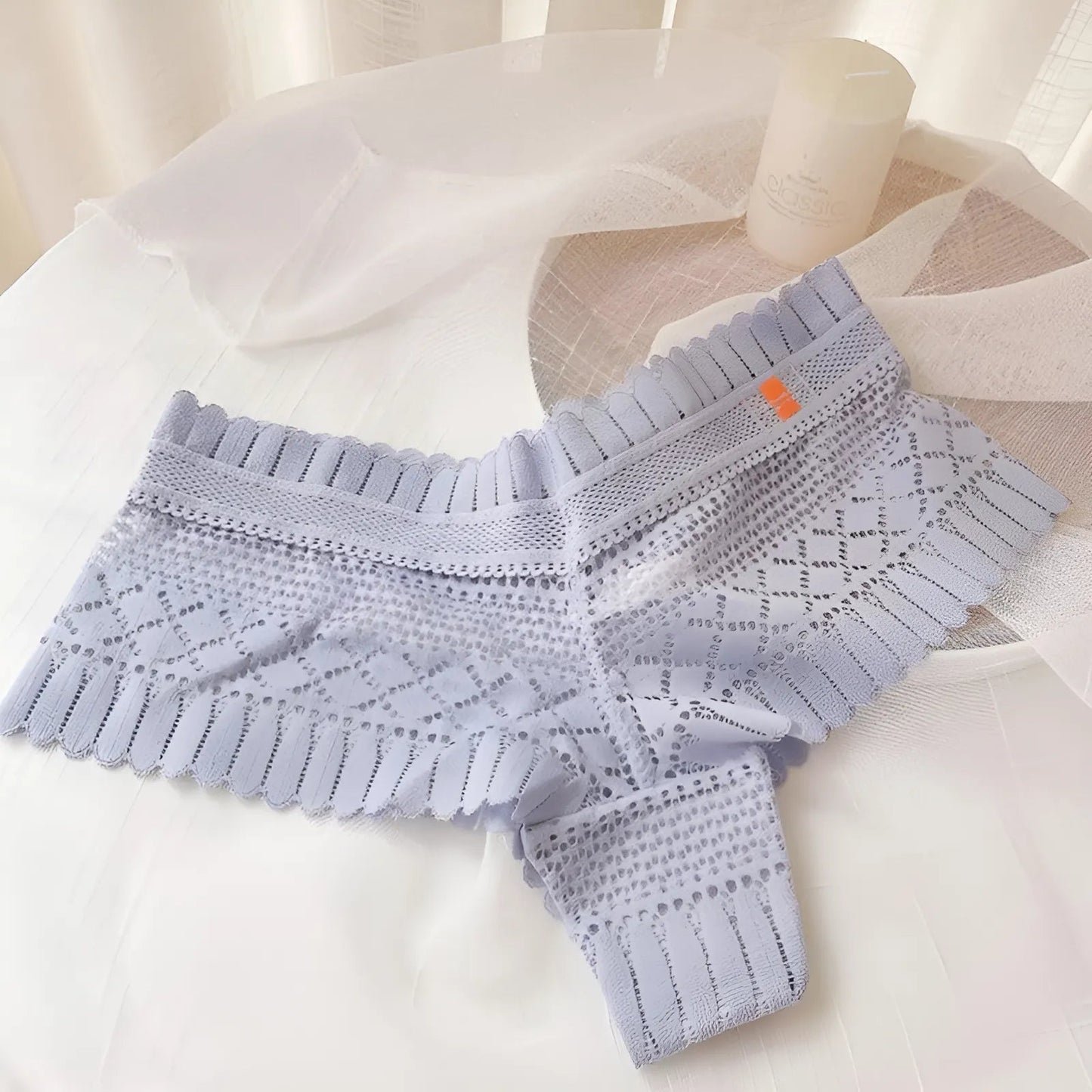 Bleu Culotte haute en dentelle
