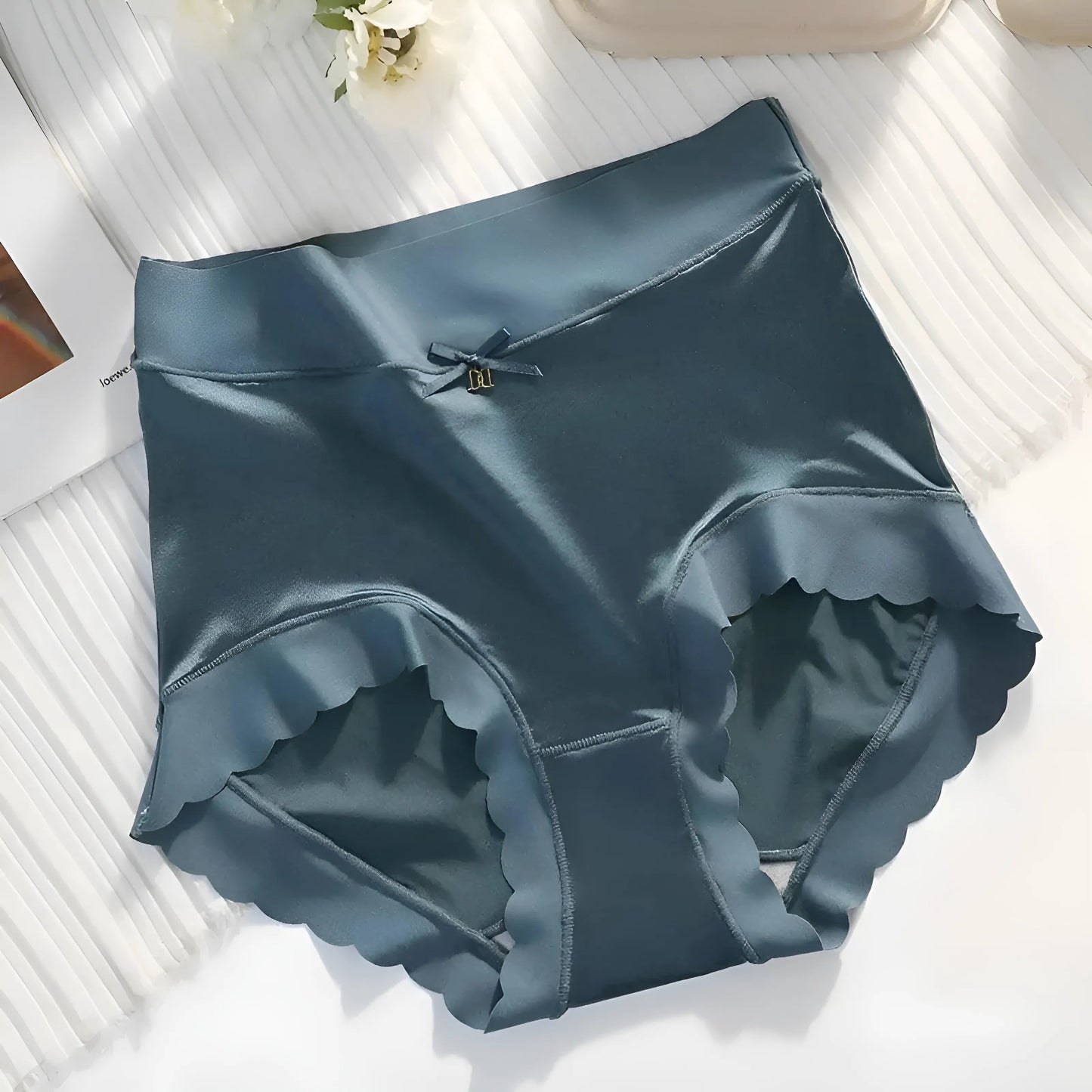 Bleu Culottes taille haute sans couture avec détail en nœud