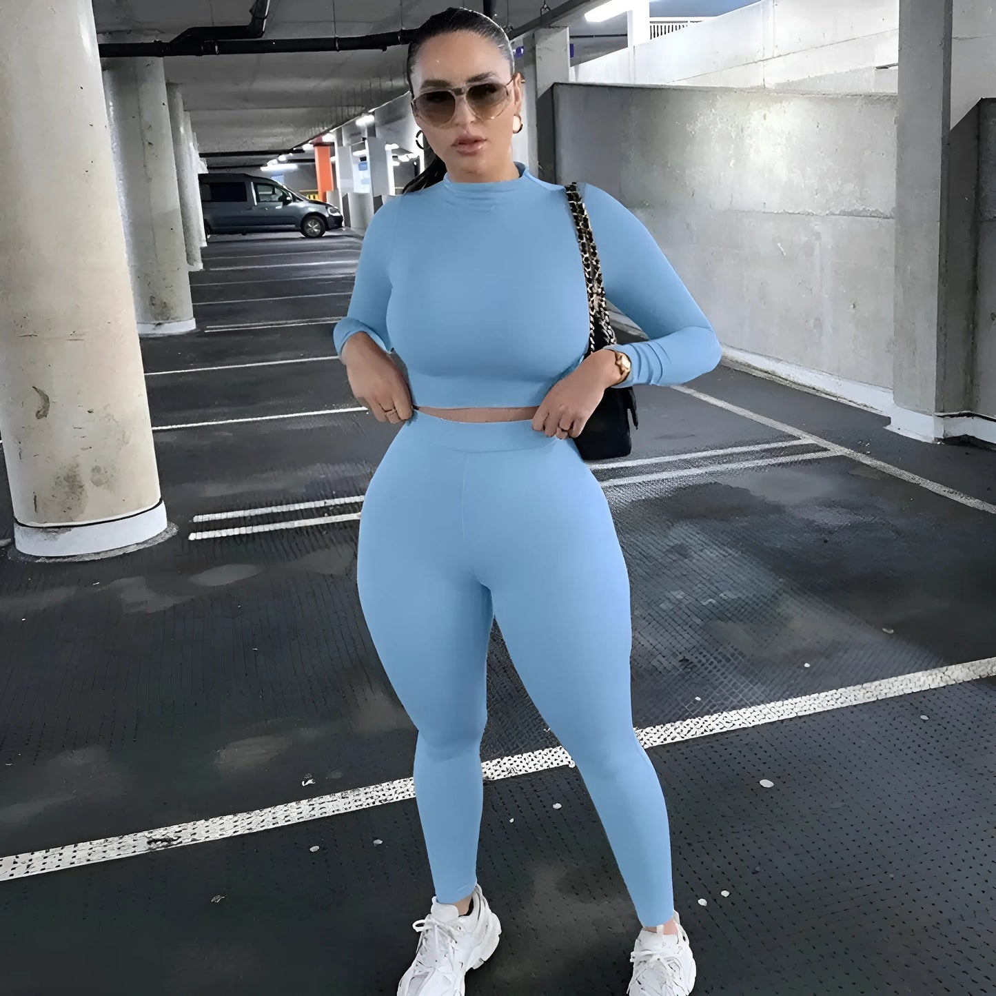 Bleu Ensemble de sport ajusté