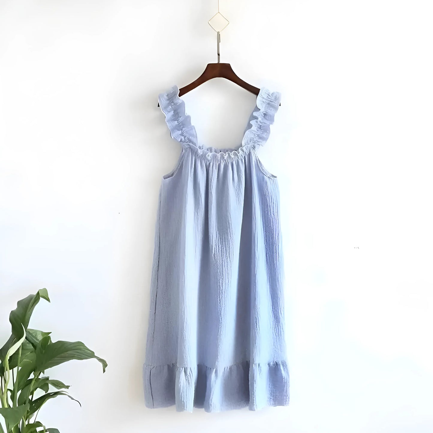 Bleu Nuisette avec dentelle et bretelles décoratives