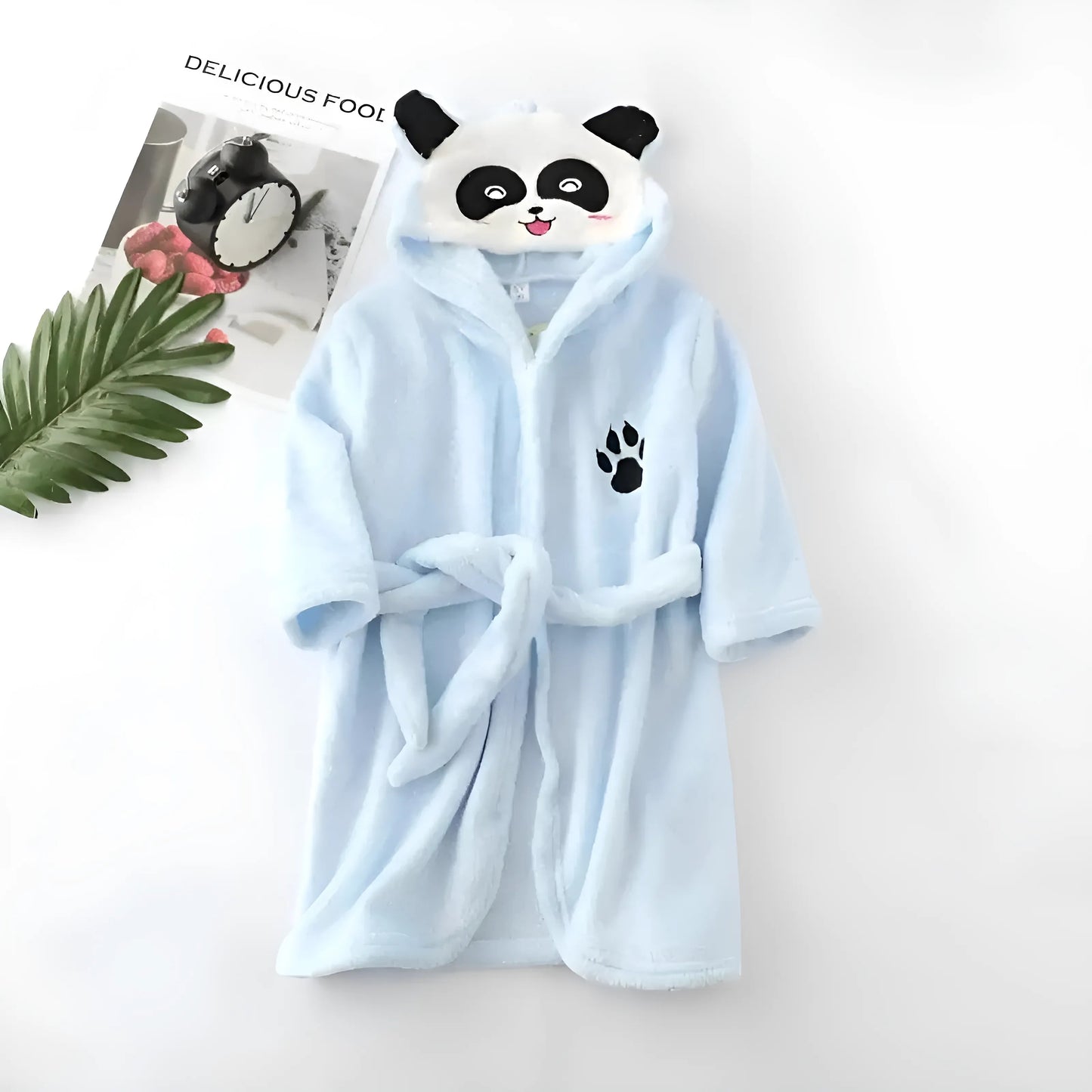 Bleu Peignoir de bain pour enfants avec imprimé panda