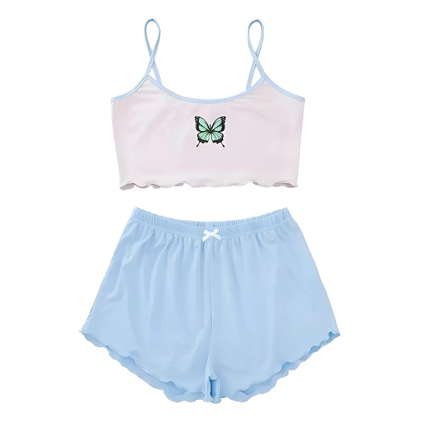 Bleu Pyjamas en papillon pour femmes