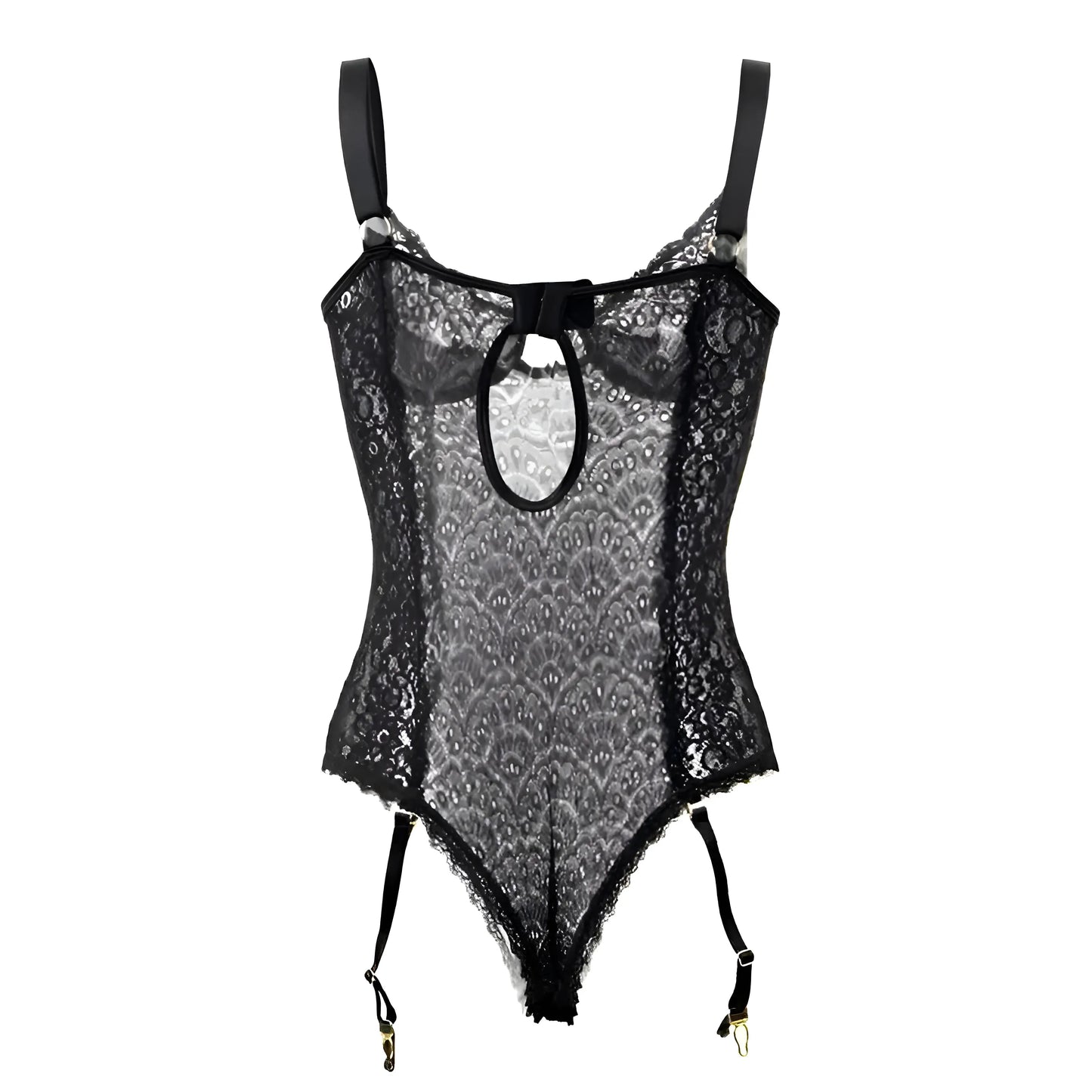 Body en dentelle grande taille avec ceinture à la taille